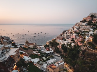 aerial view of city buildings near body of water during daytime
