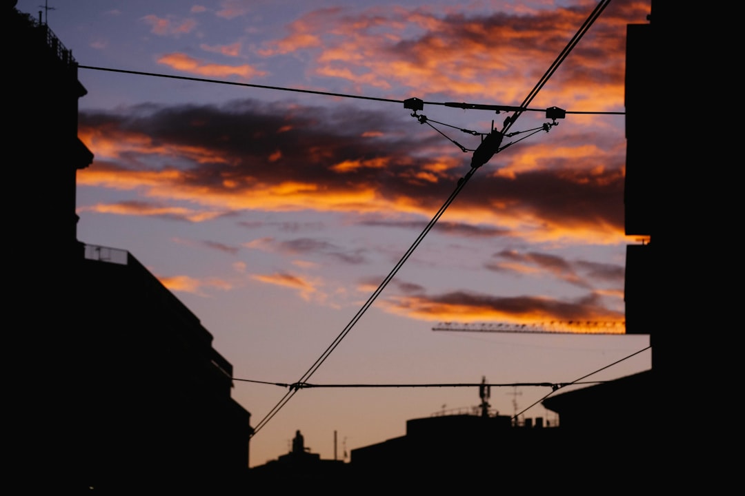 silhouette of cable cars during sunset