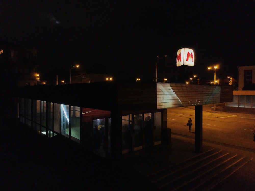 brown wooden dock during night time