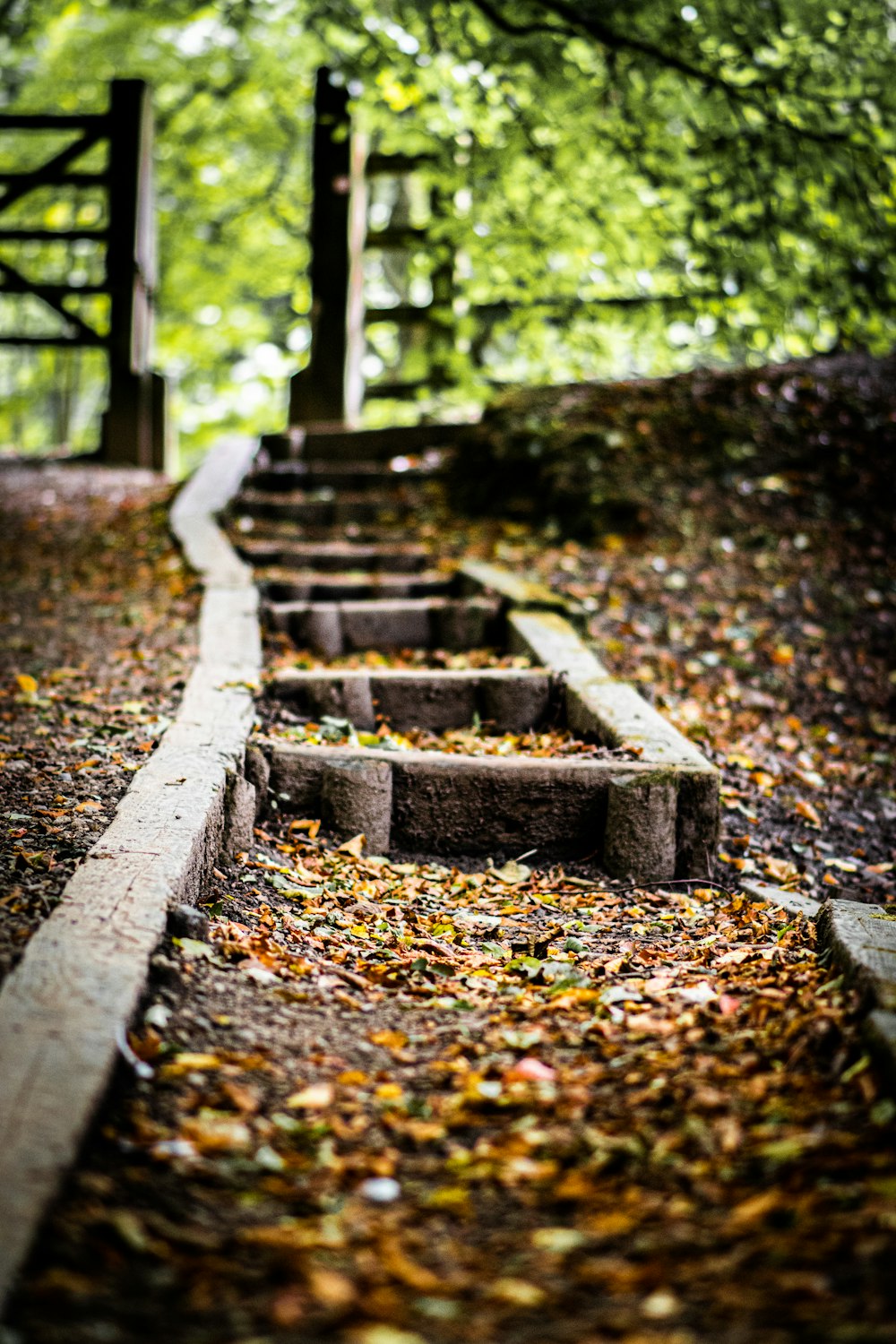 brown and black concrete stairs