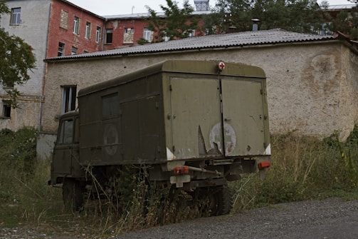 An old EMS vehicle being refurbished.