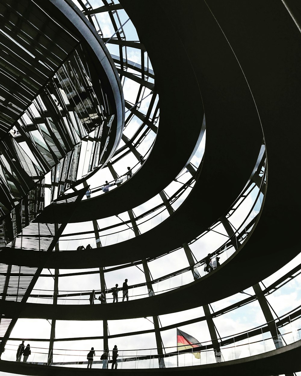 black metal spiral staircase in building