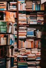 books on brown wooden shelf