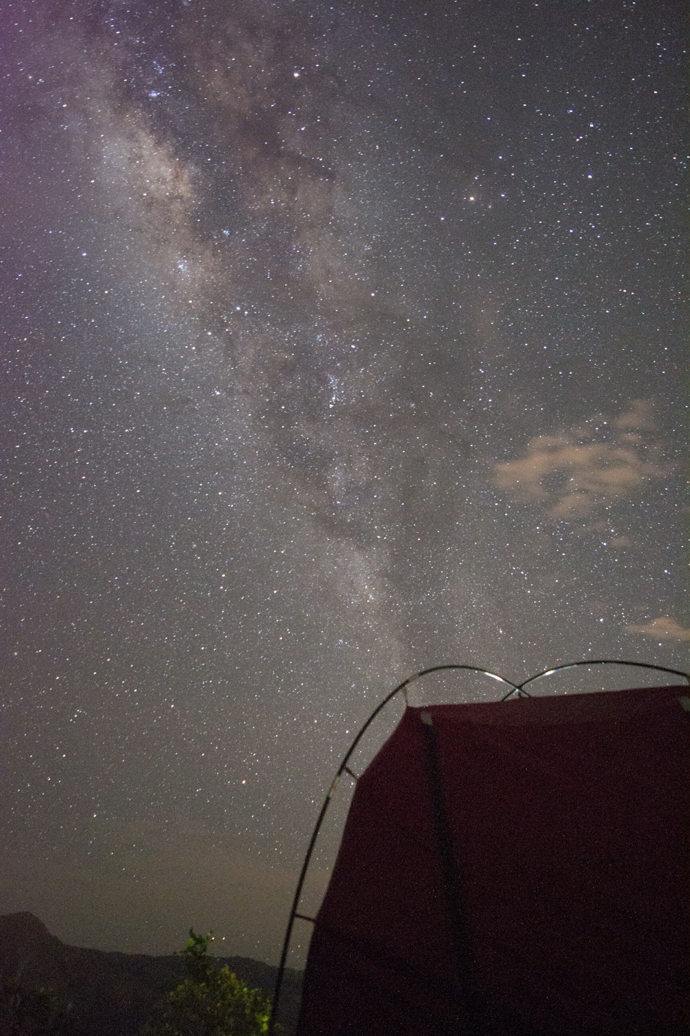 tent under starry night sky