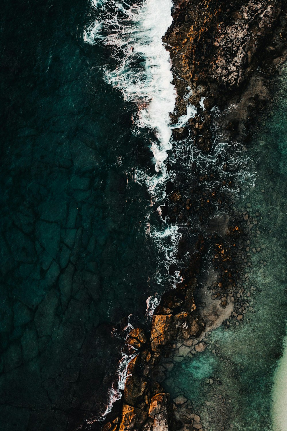 aerial view of ocean waves