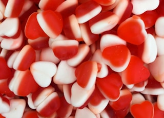 white and red candy lot