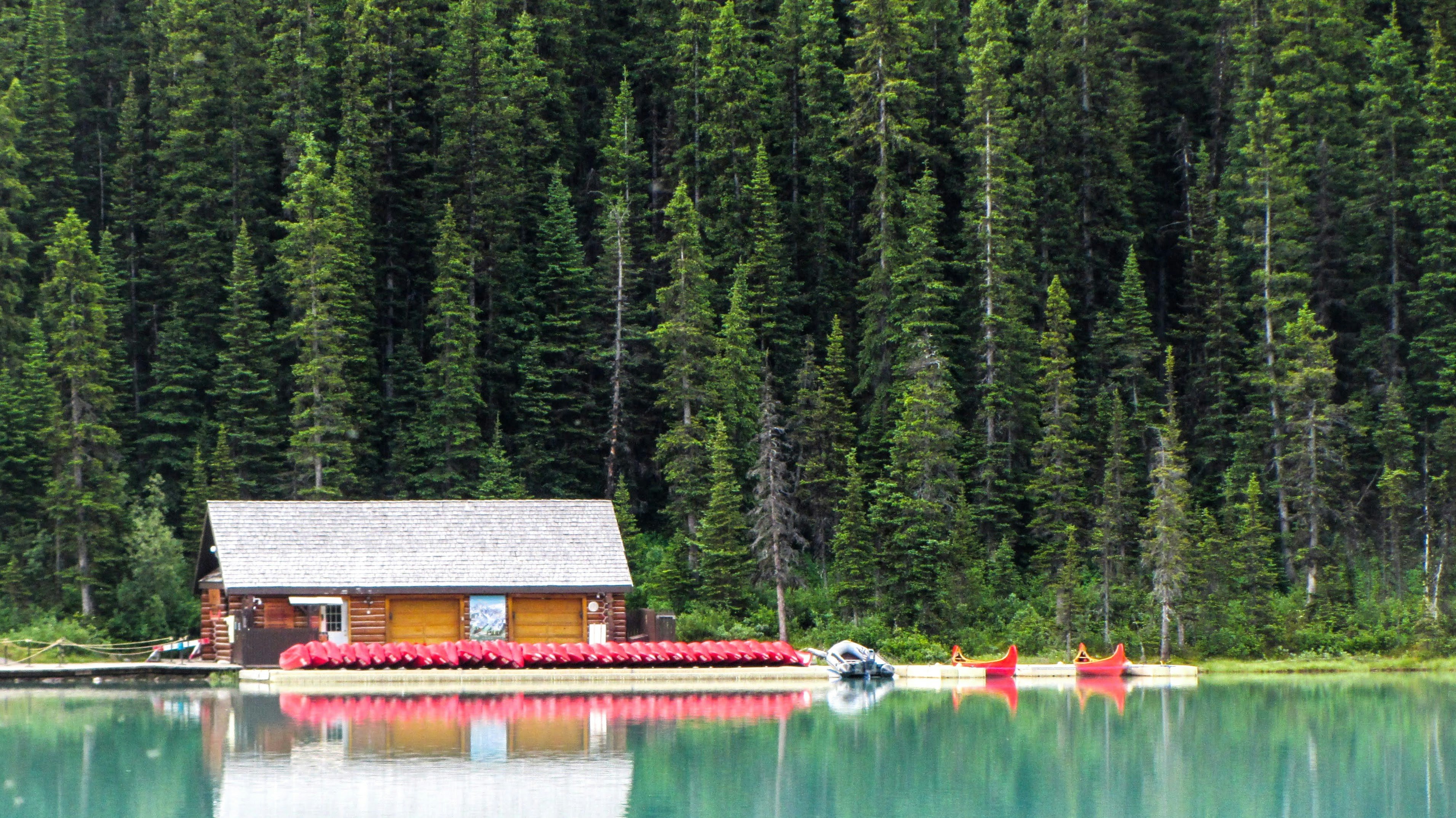 brown wooden house on lake surrounded by green trees during daytime