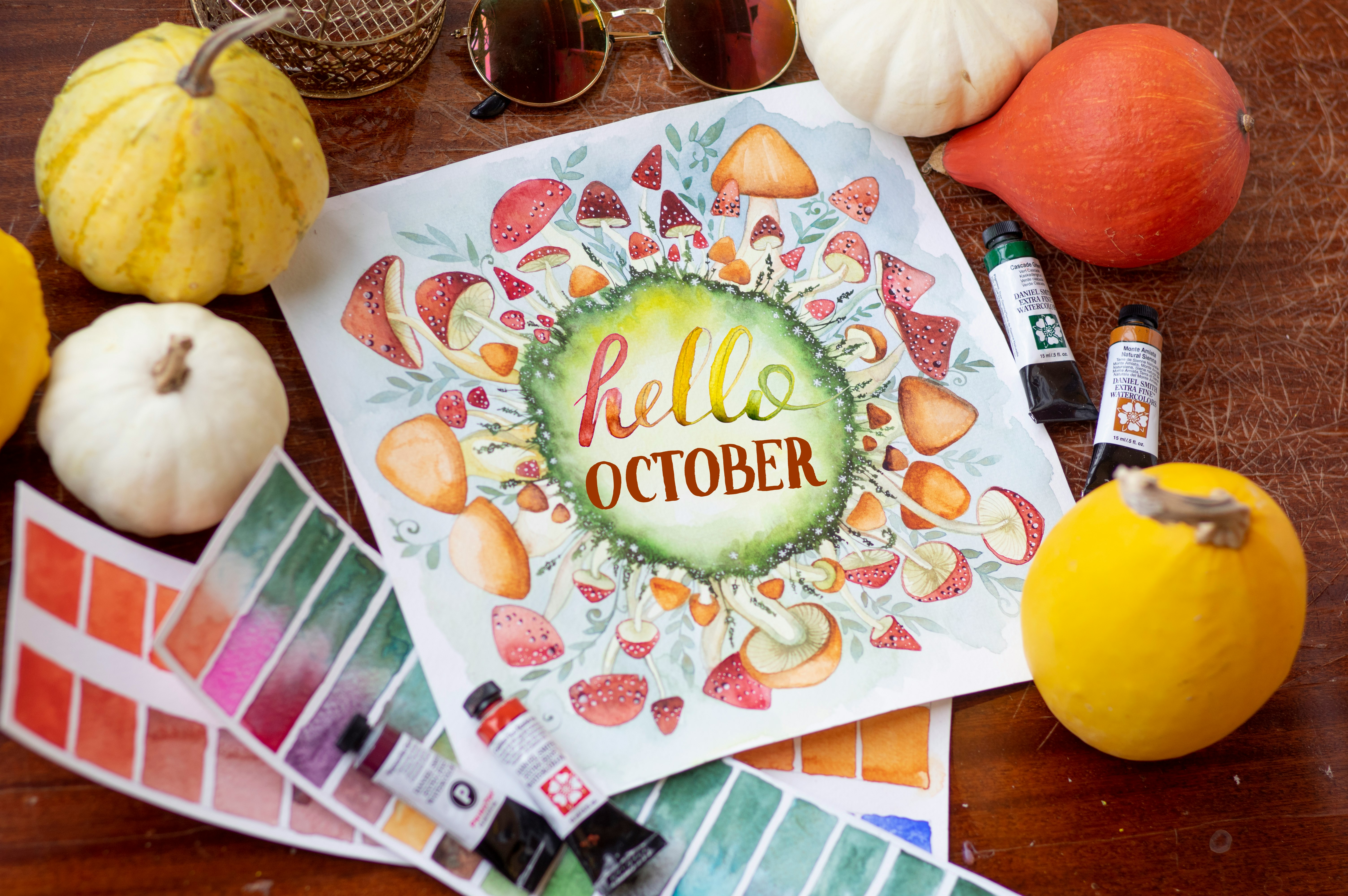 yellow round fruit on white and red floral table cloth