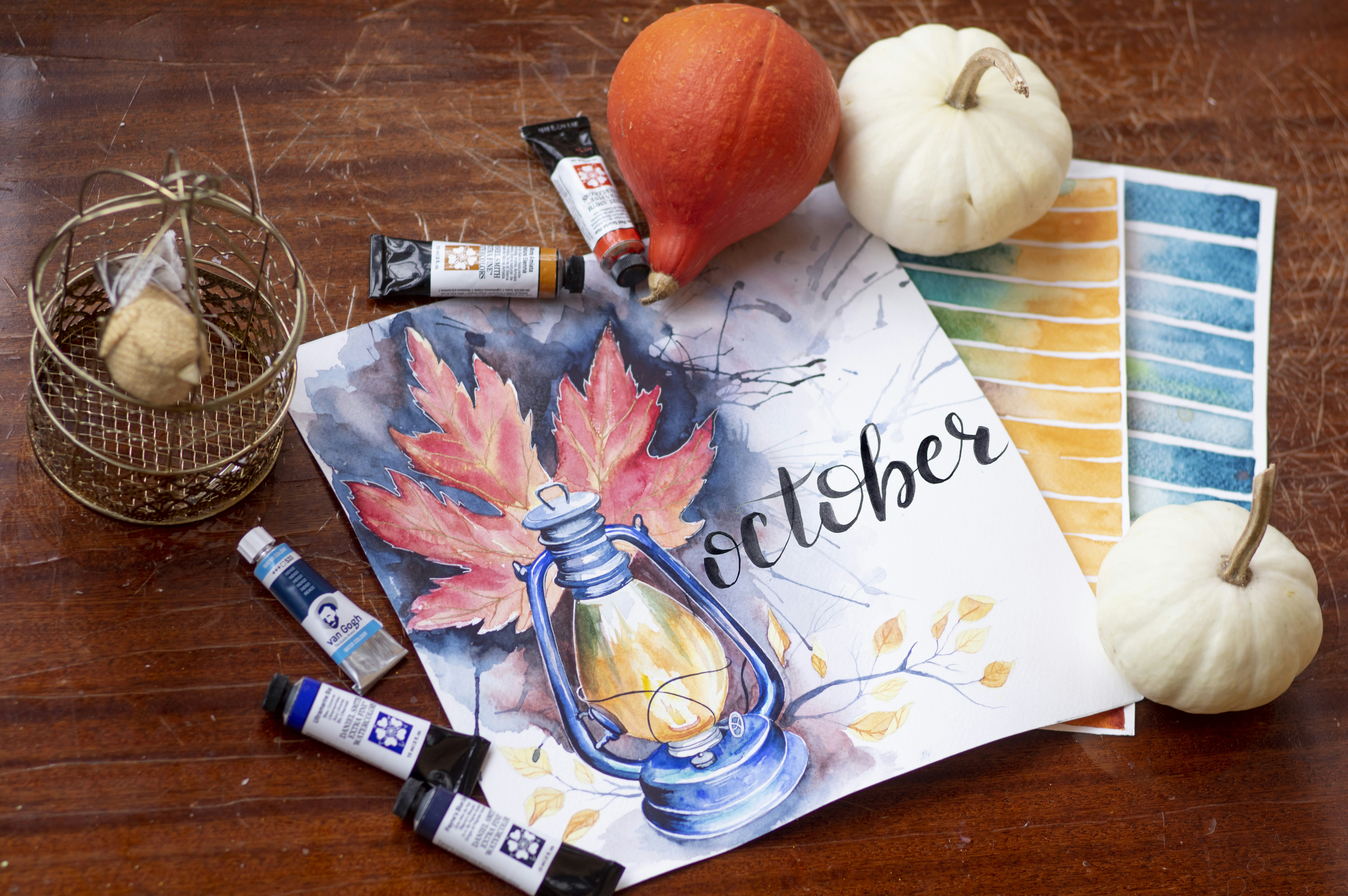 Image of fall-themed journals with artistic designs