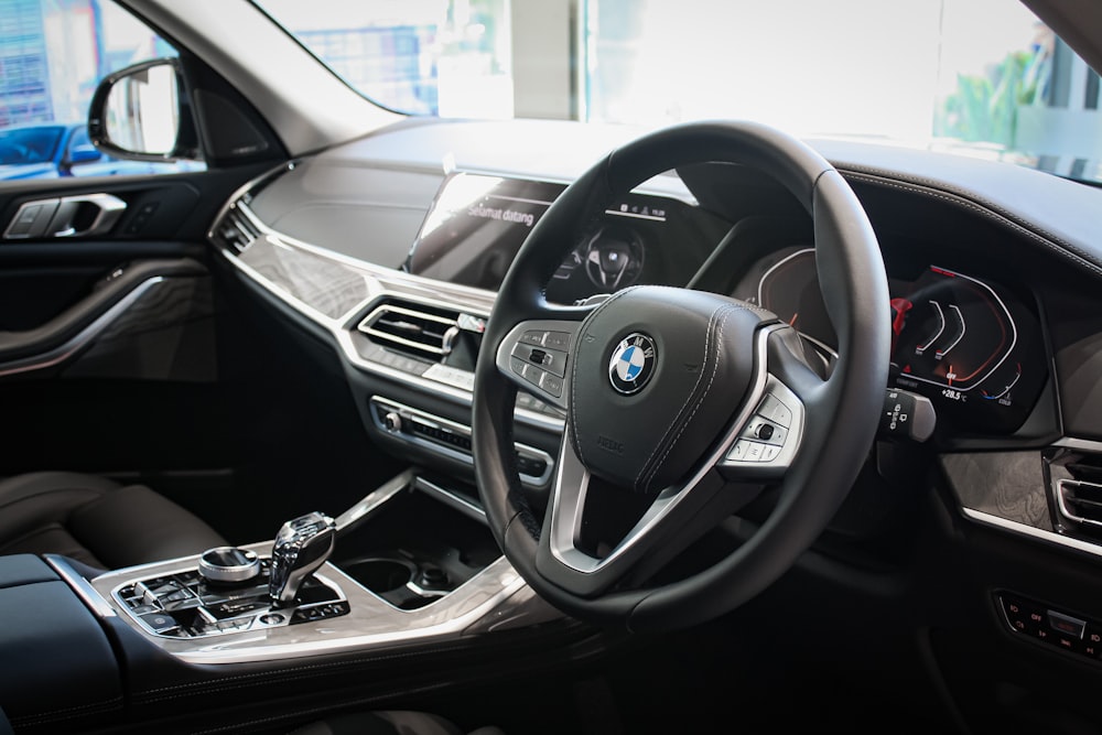 black bmw car steering wheel