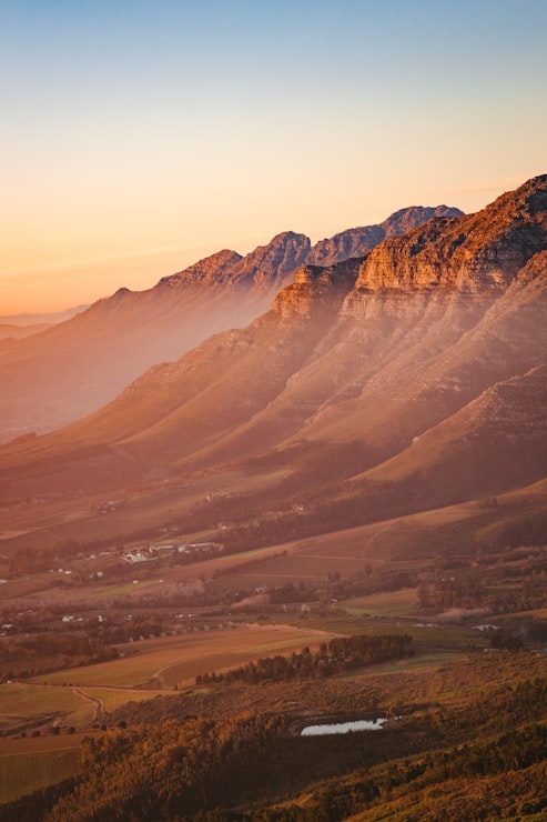 Cape mountain range in late golden light