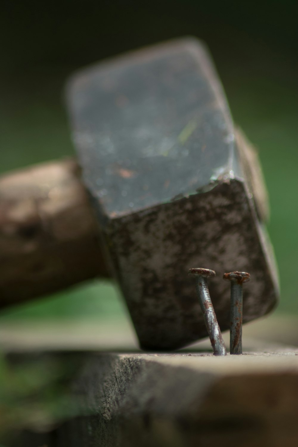 brown and gray wood with handle