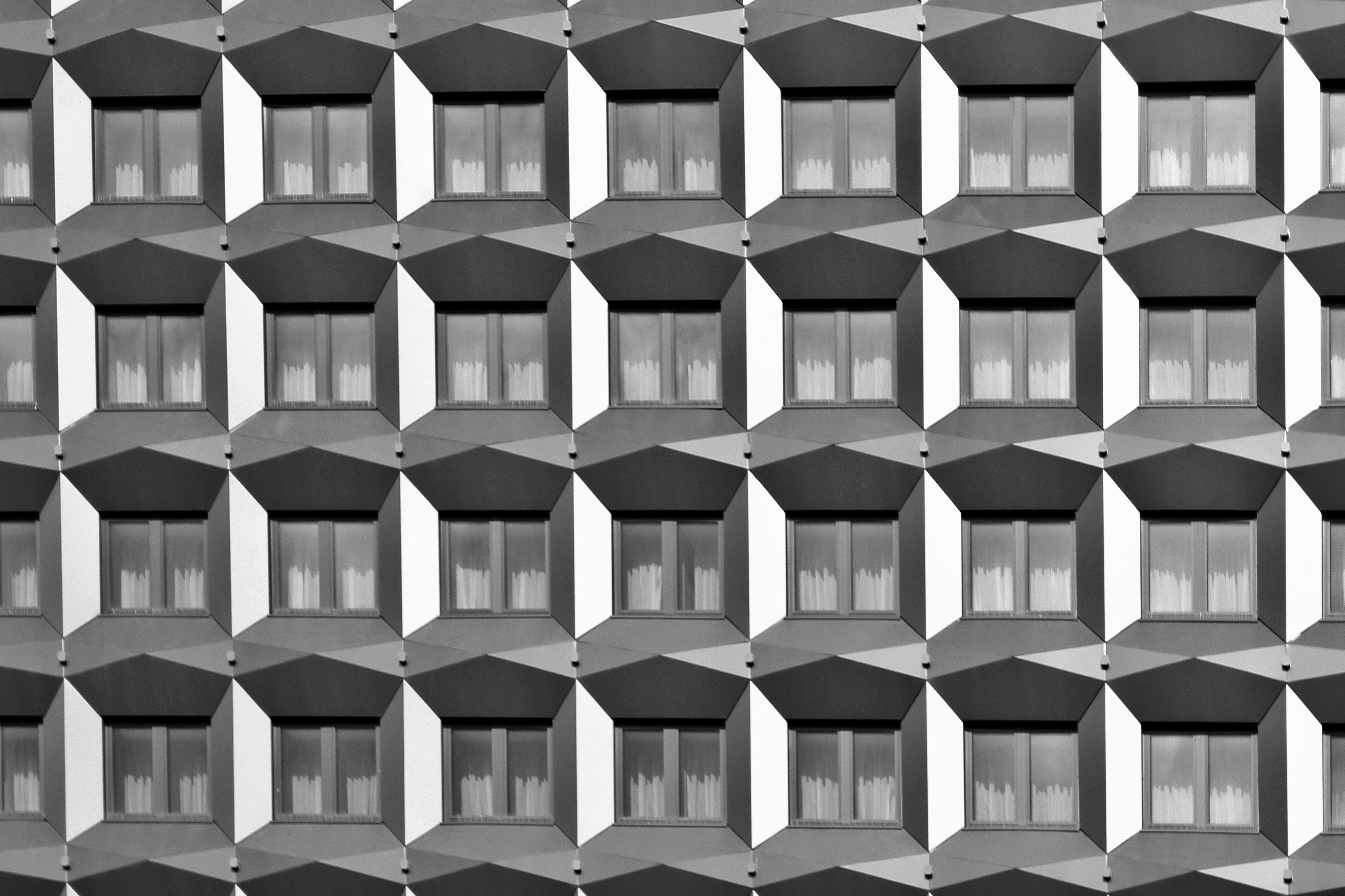 Gray concrete blocks in grayscale photography photo – Free Grey Image ...