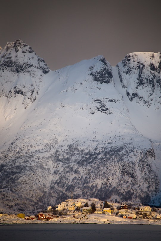 snow covered mountain during daytime in Moskenes Norway