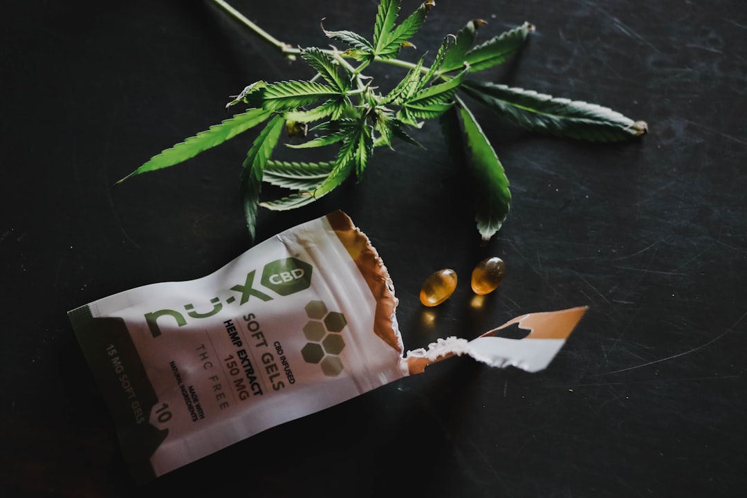 white and brown plastic pack on green leaves,