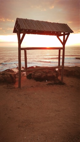 A sunset view of a resilient coastal structure designed to withstand storms.