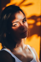 woman in white crew neck shirt