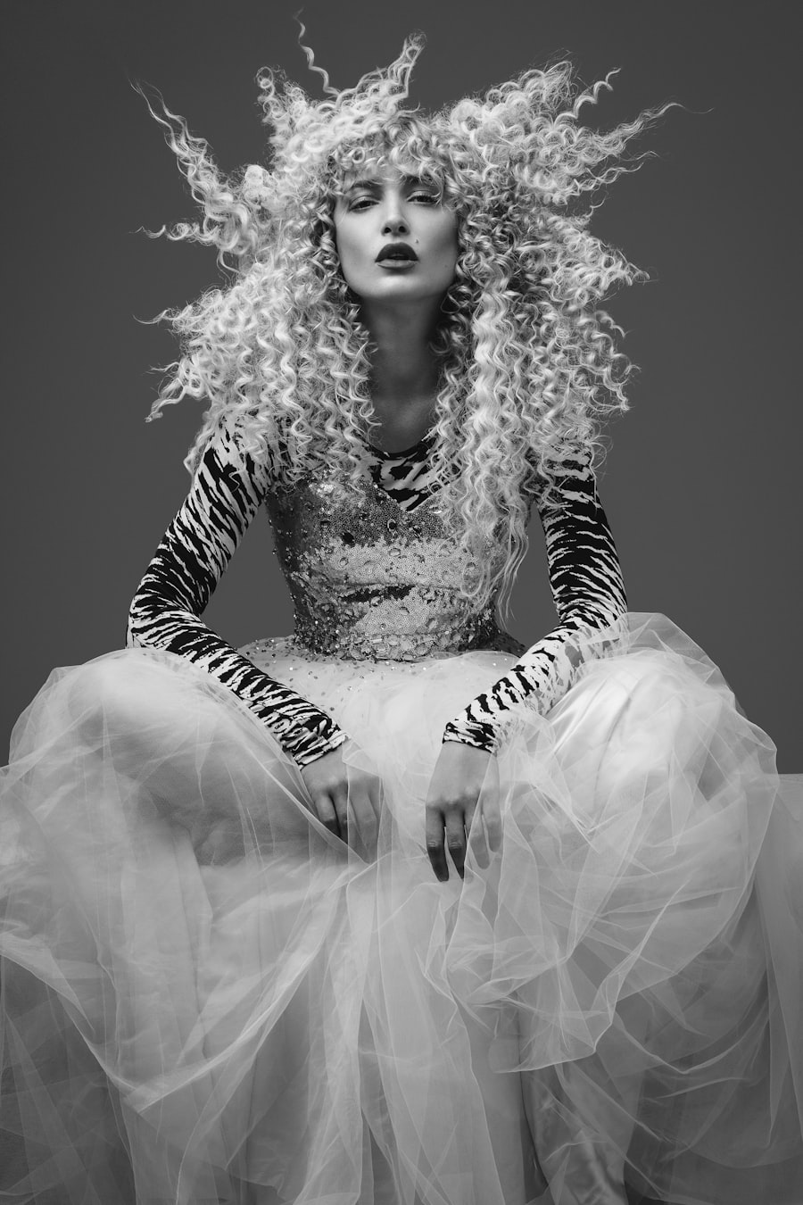 Editorial black and white fashion portrait