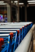 blue and gray shopping carts