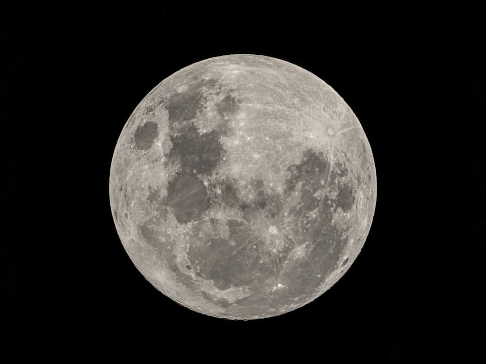 Luna piena su sfondo nero