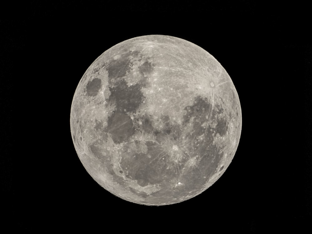 full moon in black background