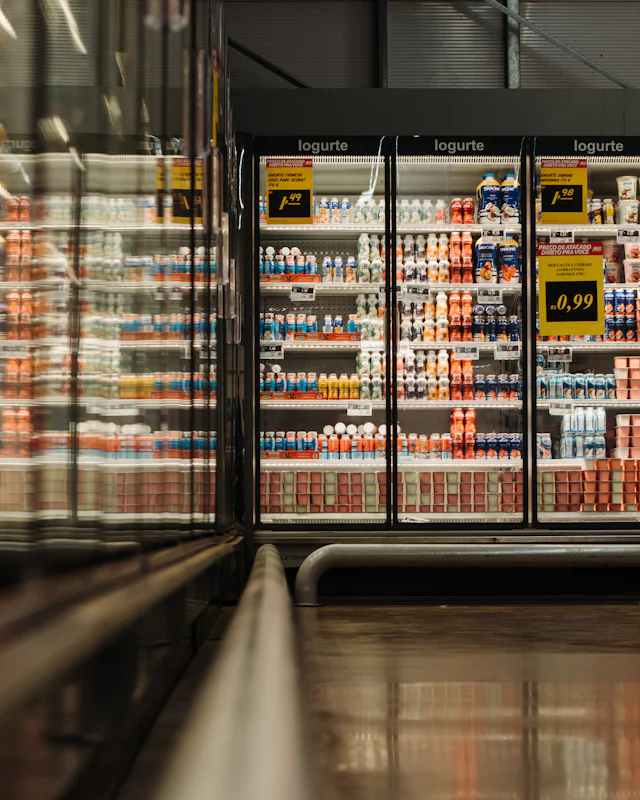 Beverage display coolers in a store