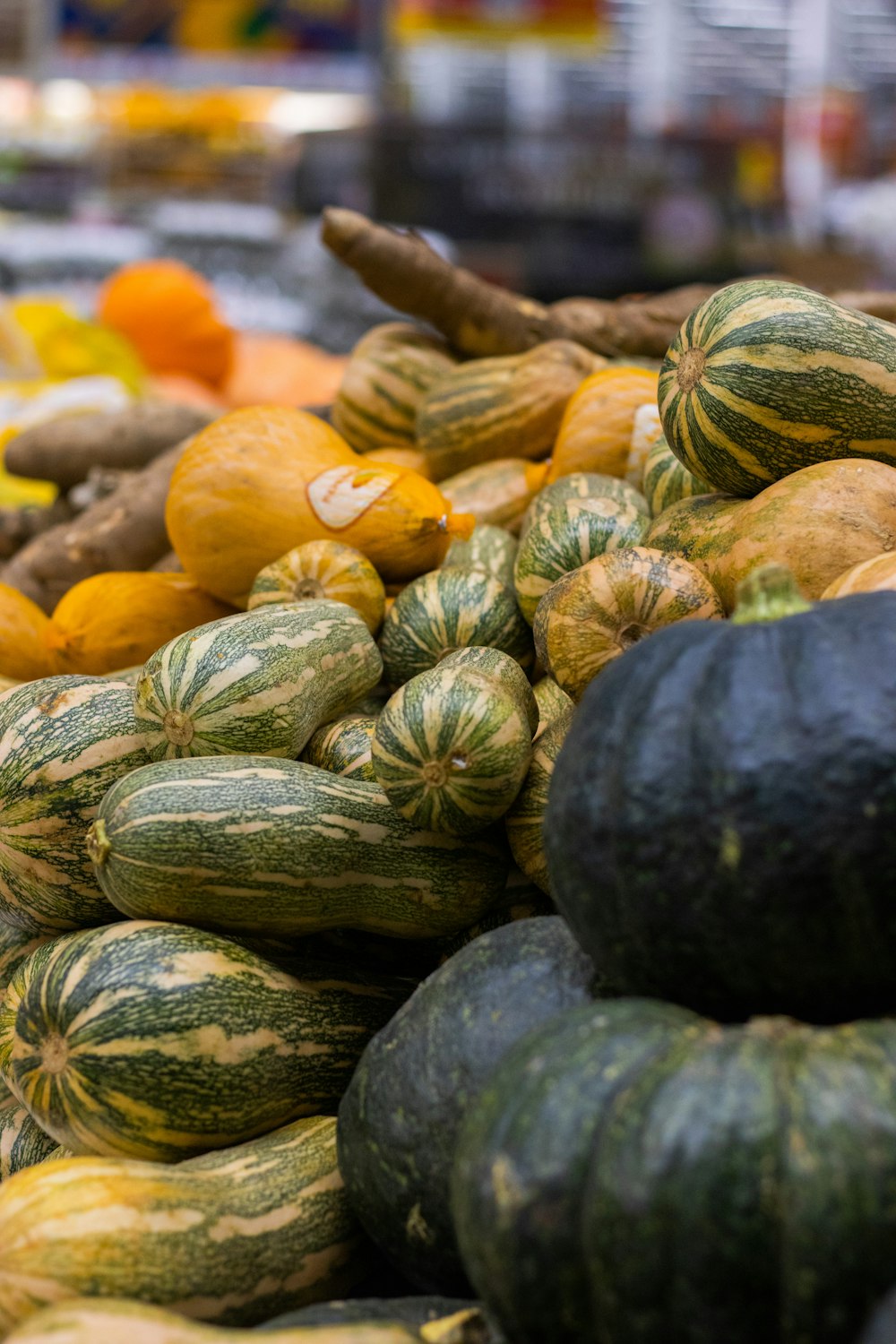 green and yellow pumpkin lot