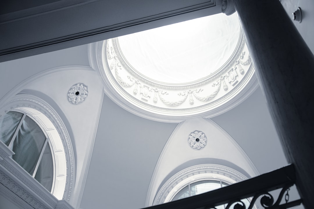 white and gray floral ceiling