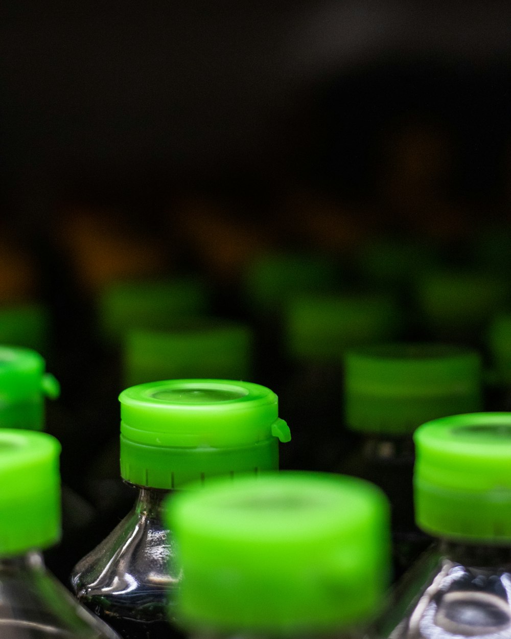 green plastic bottle cap lot