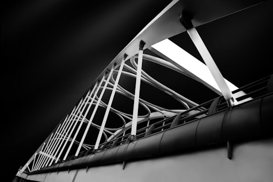 grayscale photo of a metal ladder in Amol Iran