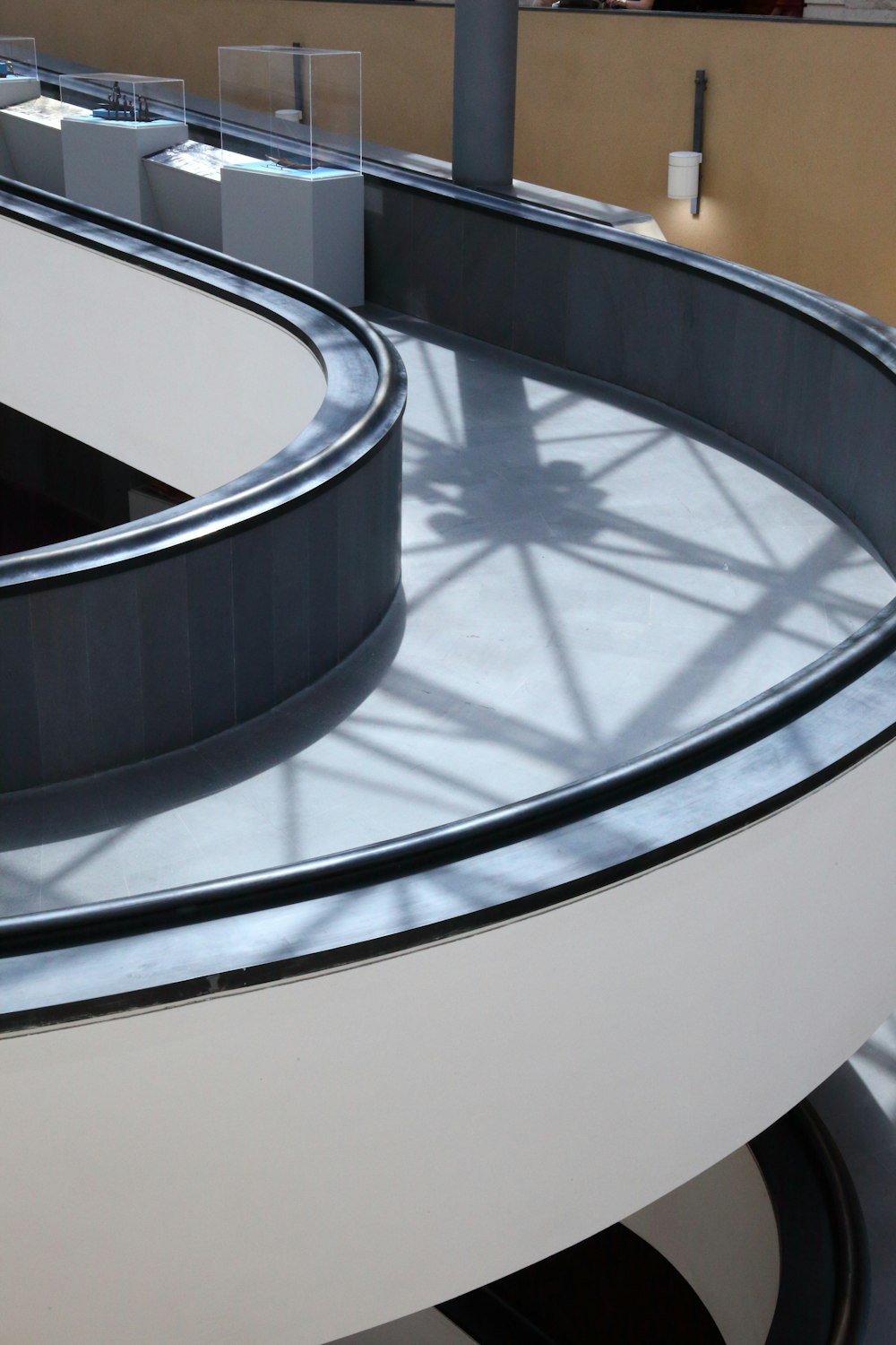 stainless steel round frame on white table