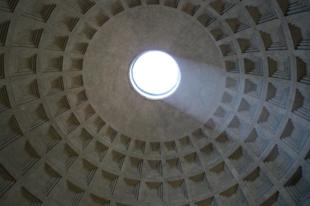 white round ceiling with light