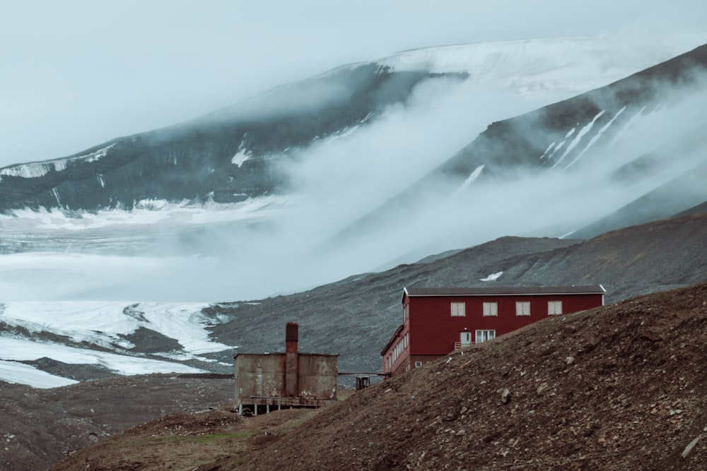 red and black house near mountain