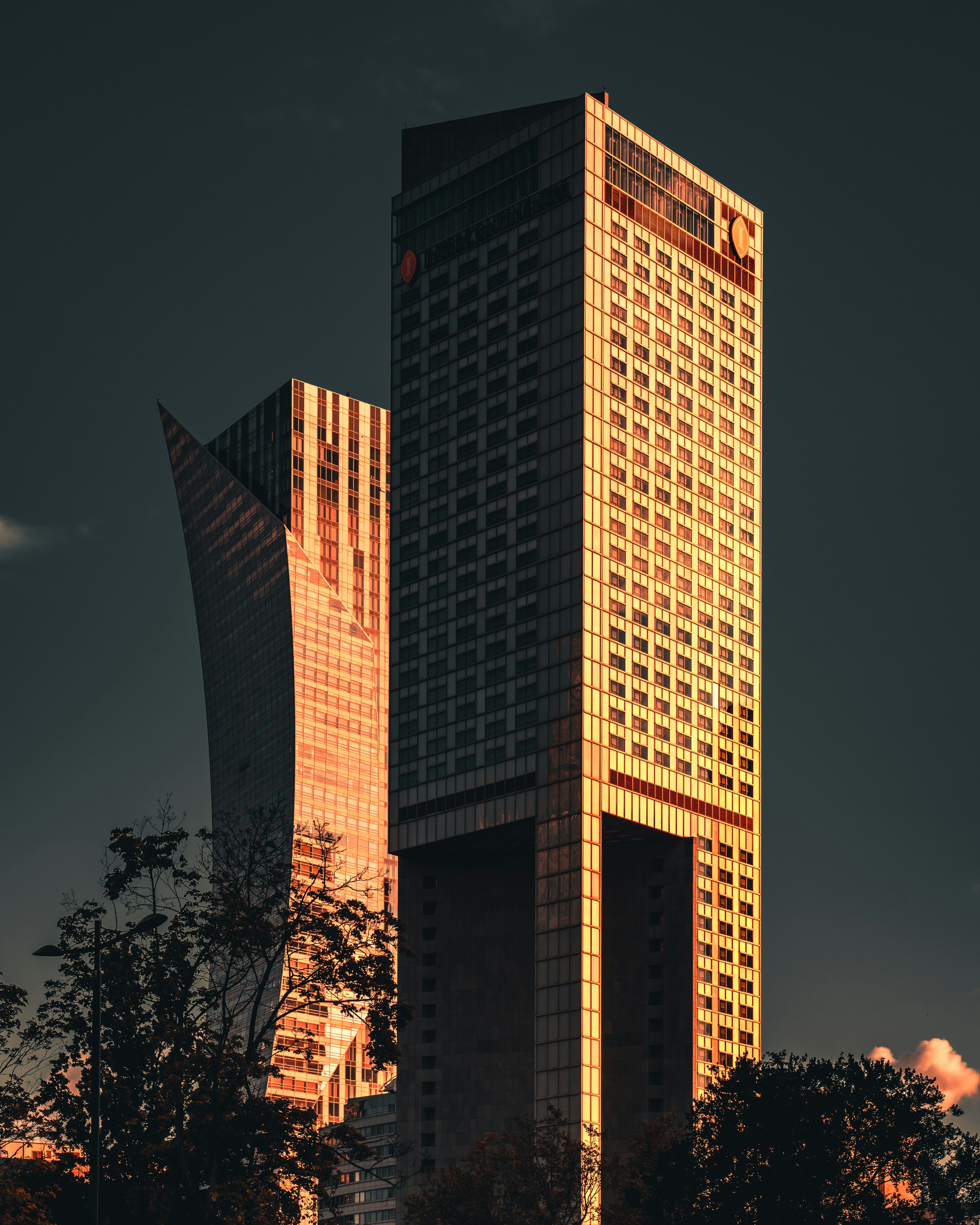 brown concrete building during night time