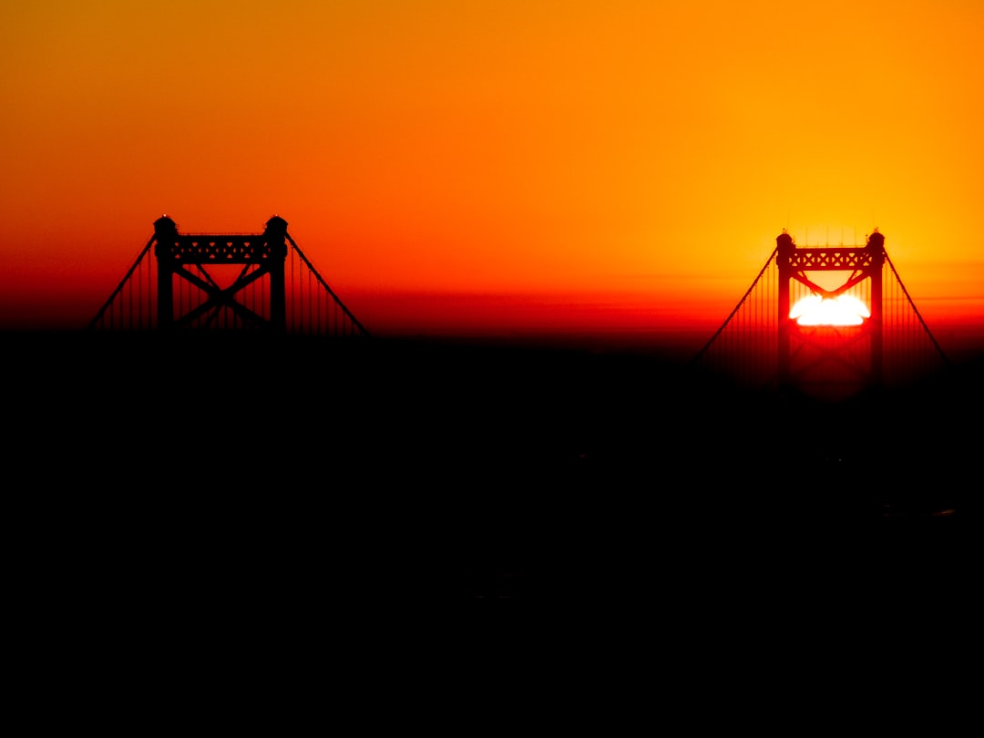 golden hour over bridge during sunset