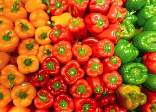 orange bell peppers on white ceramic plate