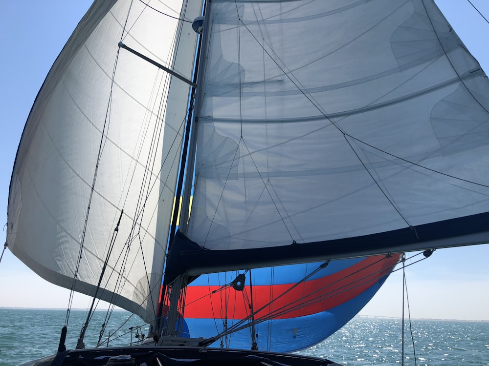 white and blue sail boat on sea during daytime