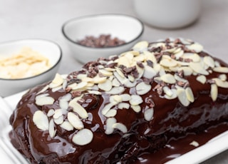 chocolate cake on white ceramic plate