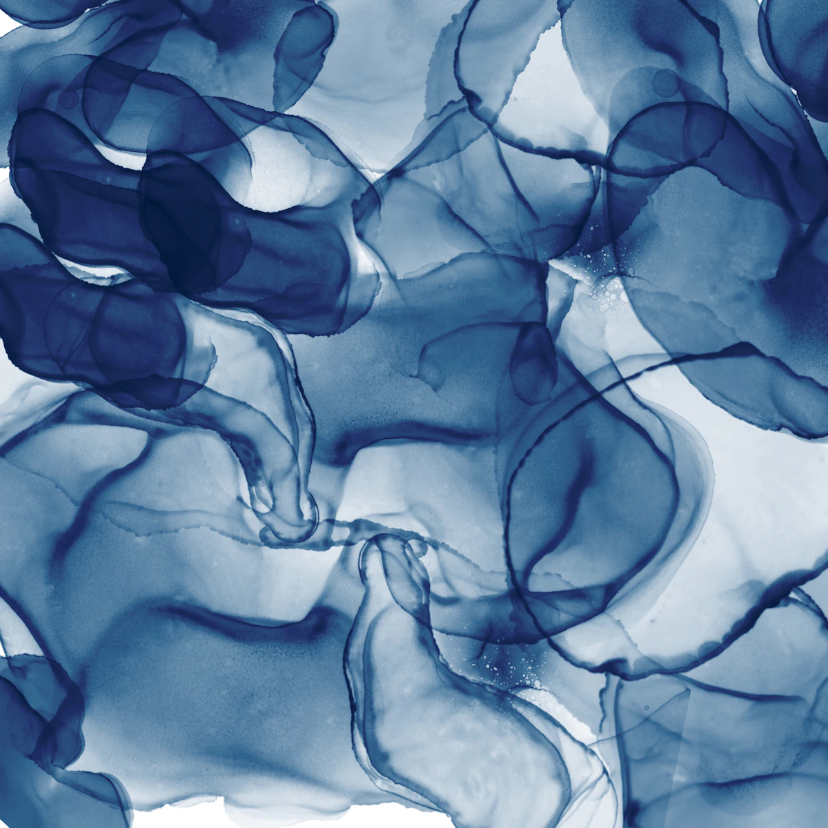 Blue ink dispersing through water with no hard edge, analogous to a gating network whose region boundaries are soft, so an input can belong partly to several branches at once rather than landing in exactly one