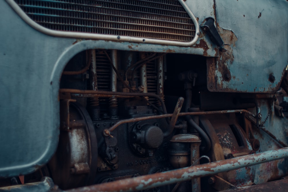 green and brown vintage car