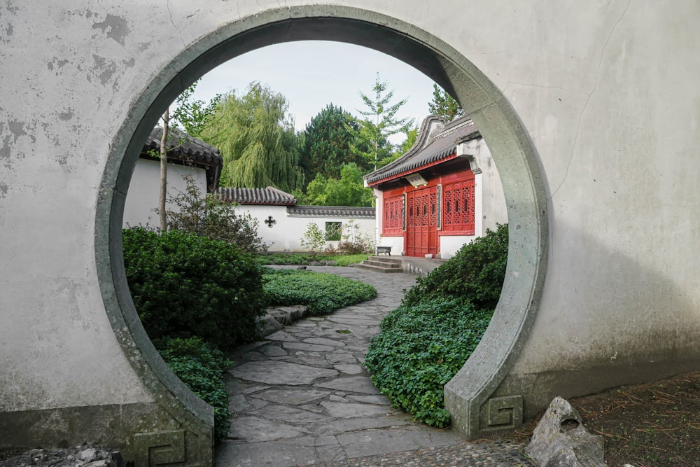 red and white concrete building