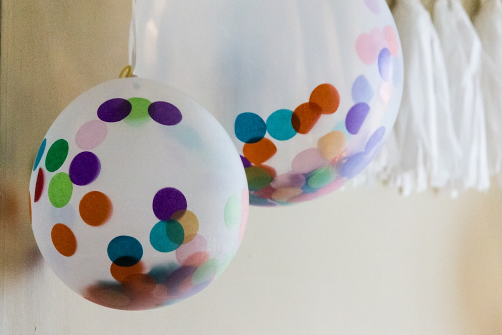 blue and white polka dot egg ornament