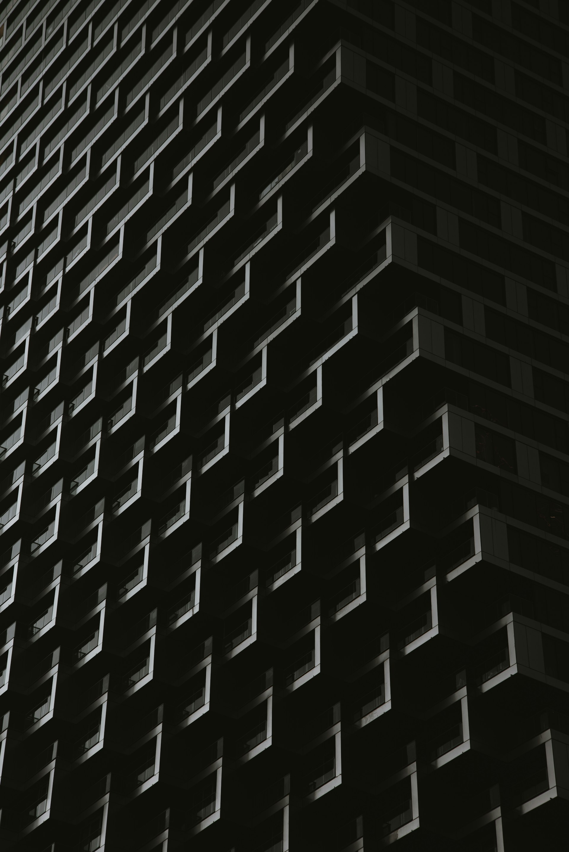 black and white glass building
