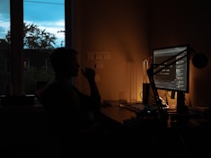 silhouette of person sitting on chair