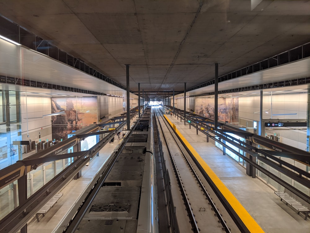 train station with yellow and black train