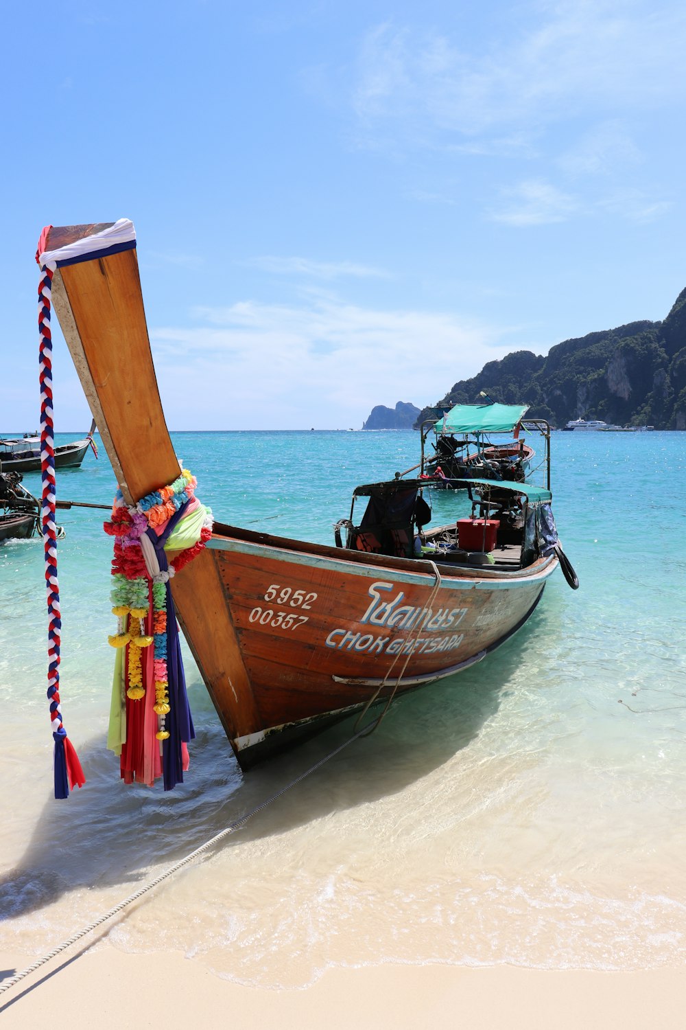 brown and red boat on beach during daytime