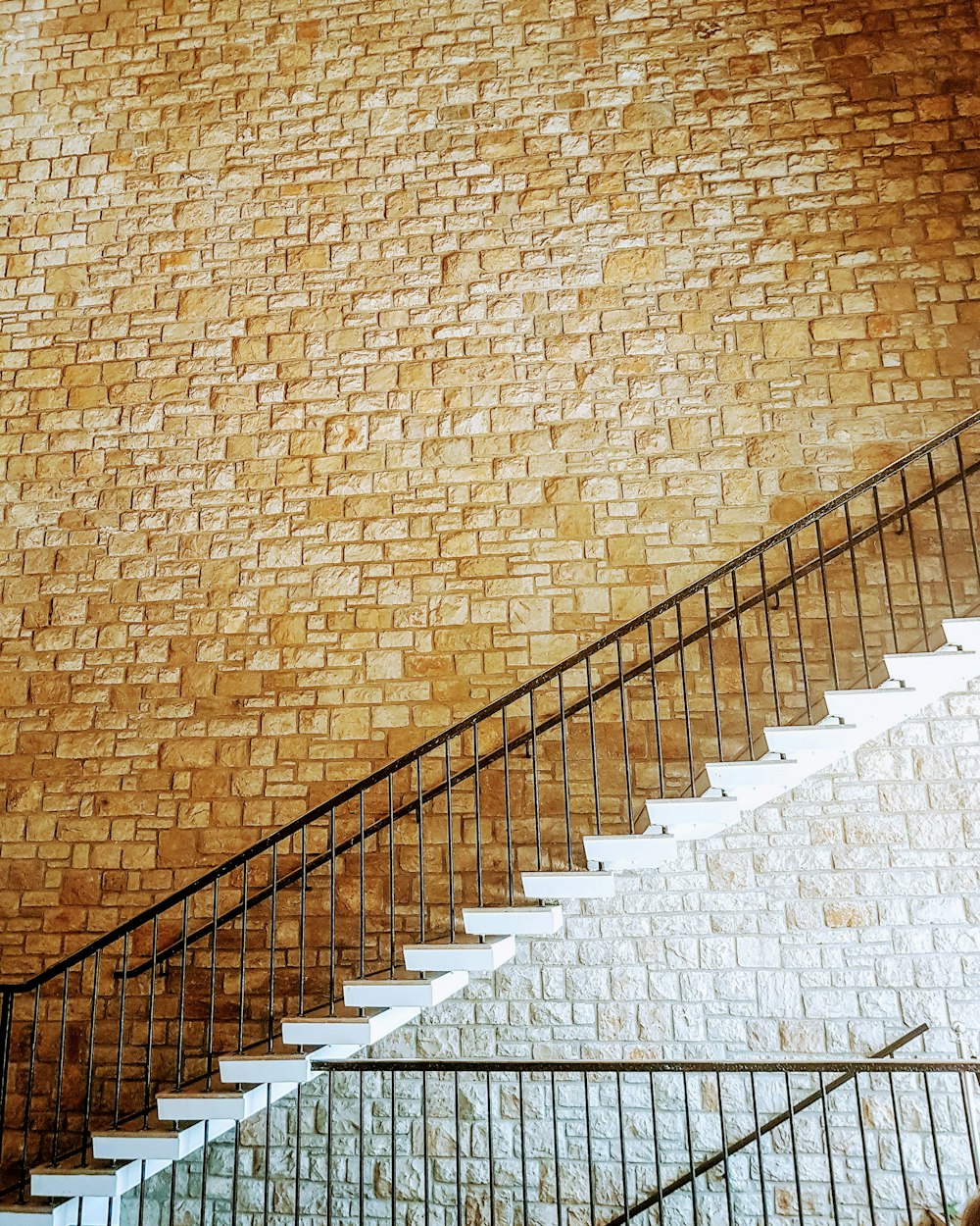 brown and white concrete staircase