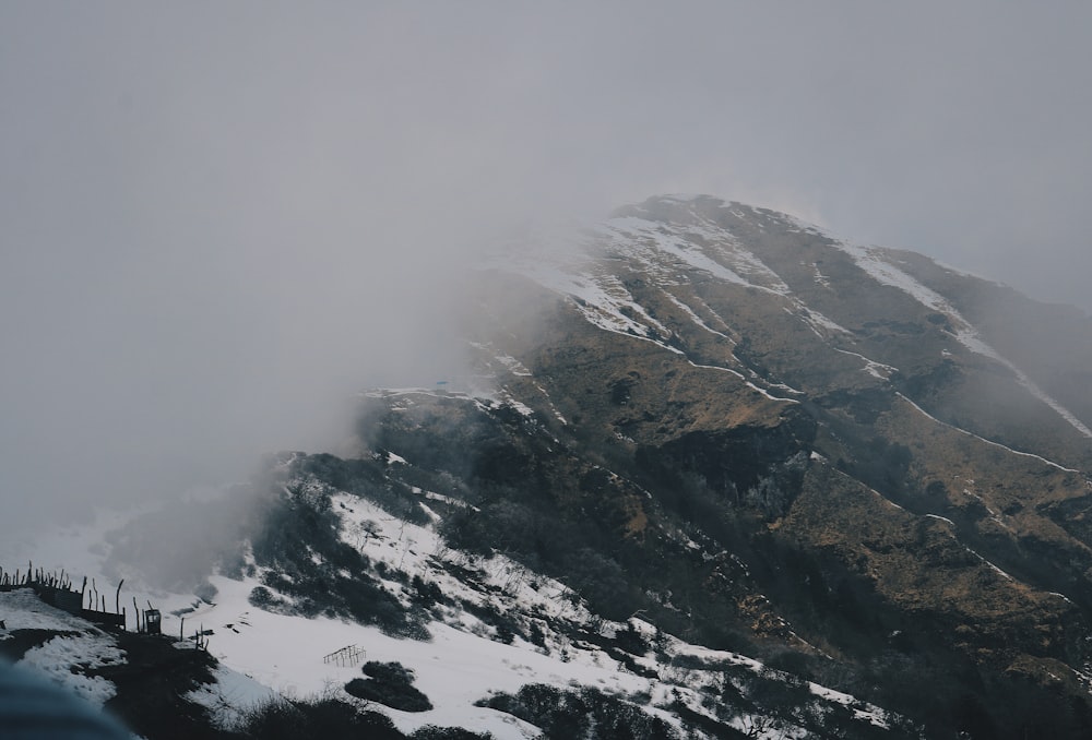 snow covered mountain during daytime