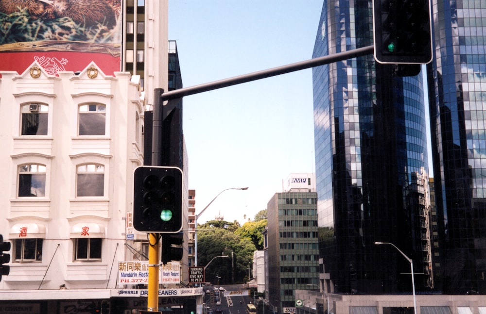 black traffic light on green light