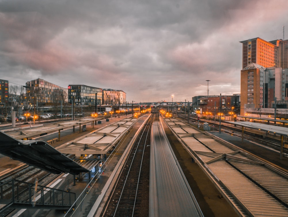 time lapse photography of city road during night time